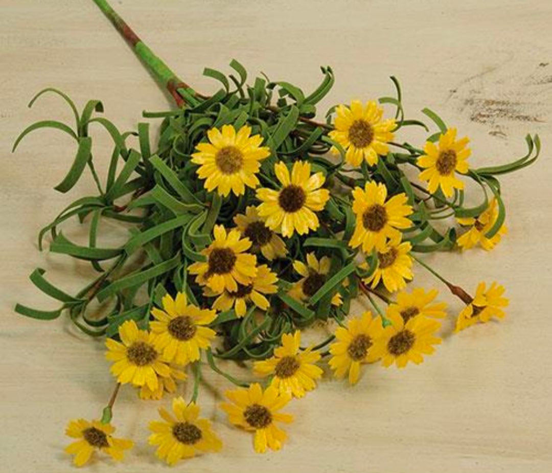18" Yellow Mini Mountain Daisy Floral Pick