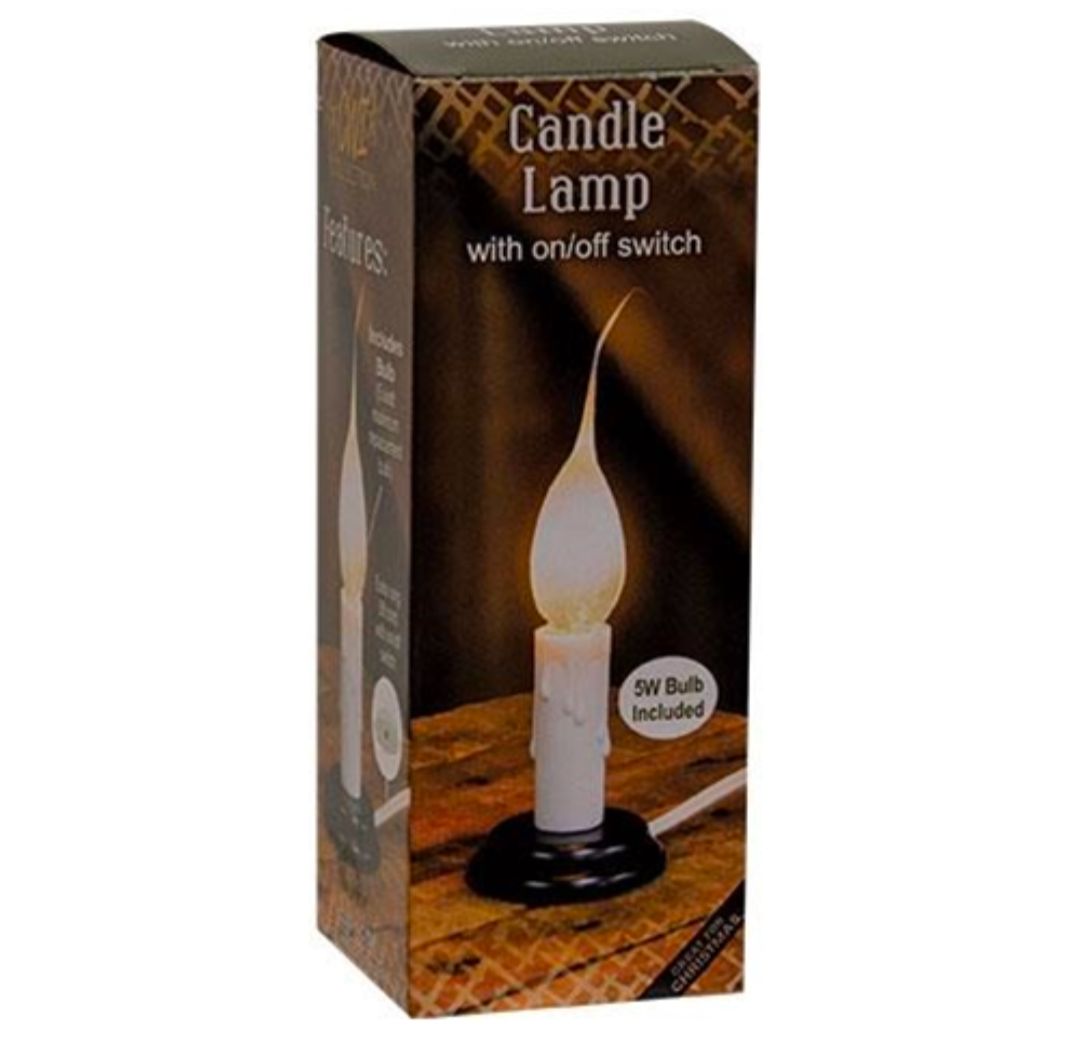 3" Electric Country Candle Lamp, White