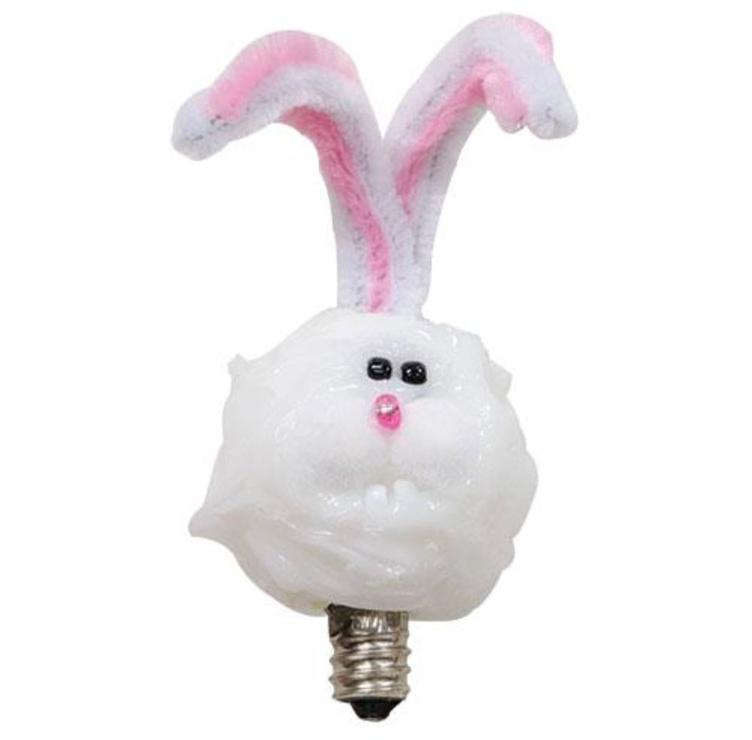 White Bunny Textured Silicone Dipped Light Bulb