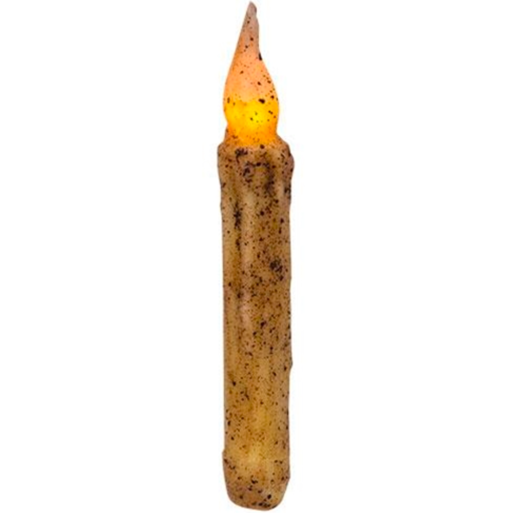 6" Burnt Ivory Twisting Timer Taper Candle