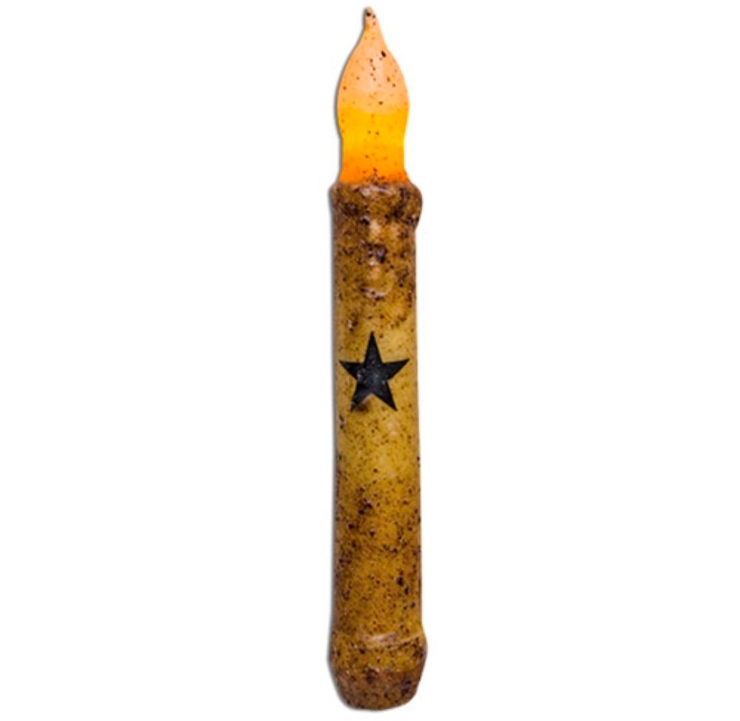 6" Burnt Ivory Star Timer Taper Candle