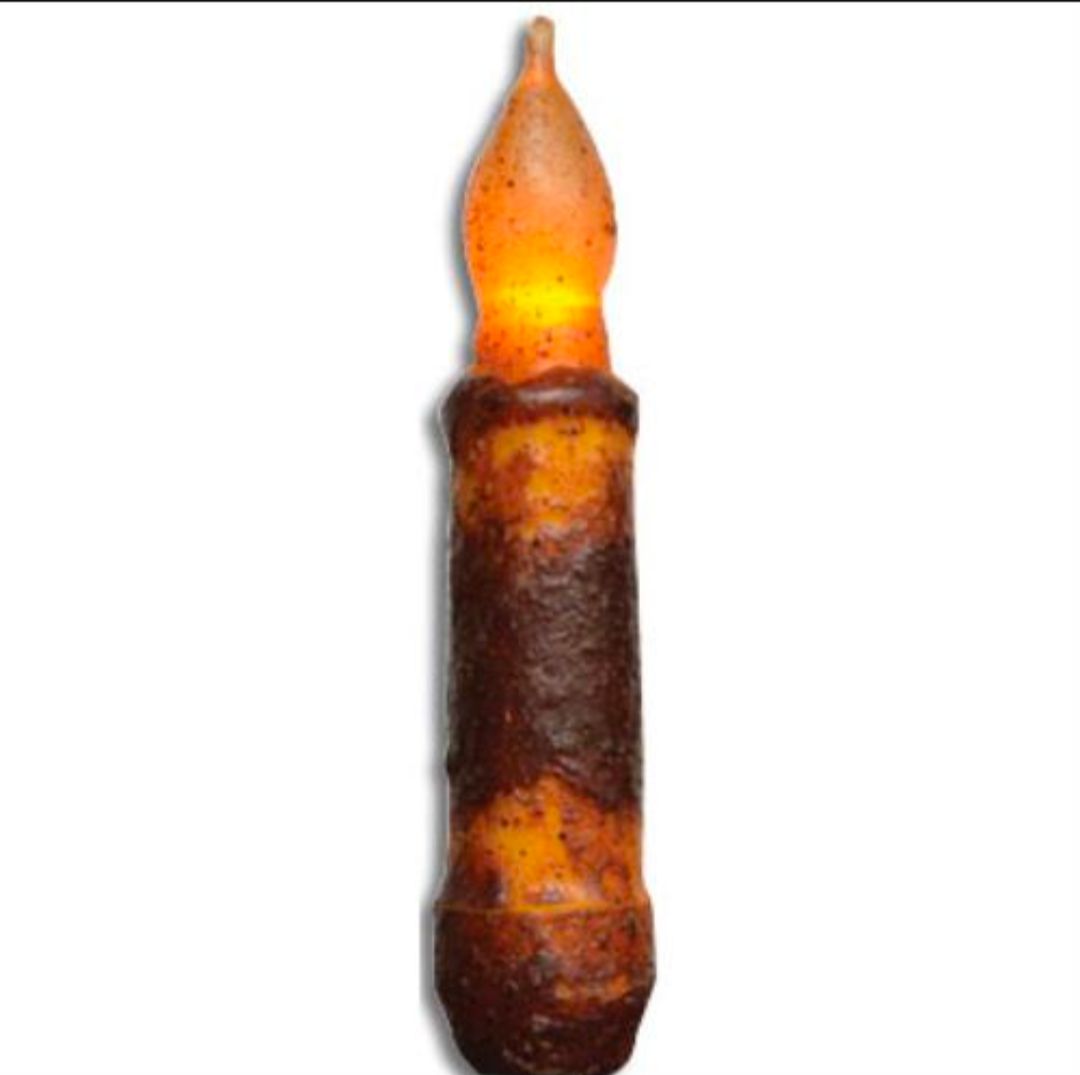 4" Burnt Mustard Timer Taper Candle