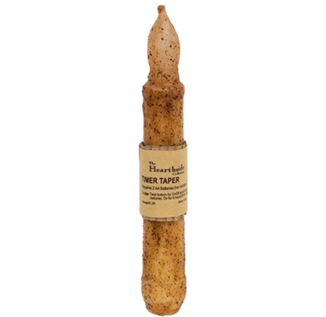 6" Burnt Ivory Timer Taper Candle