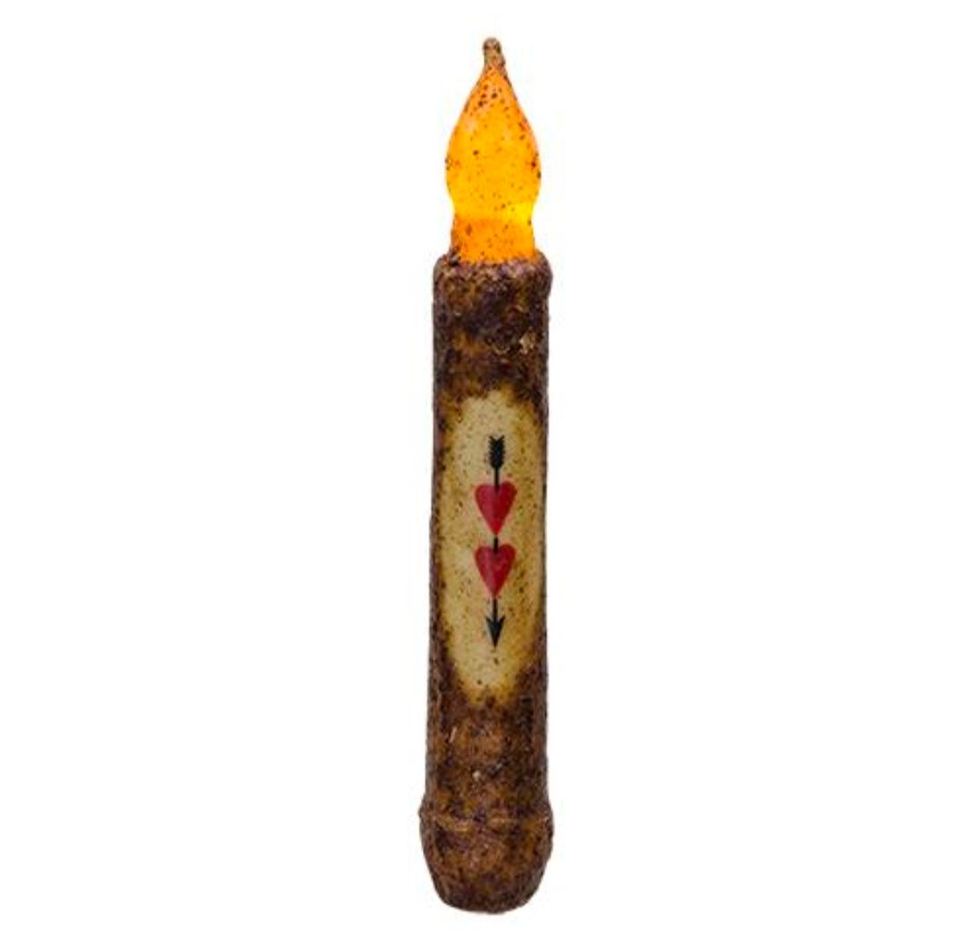 6" Burnt Mustard Heart Timer Taper Candle