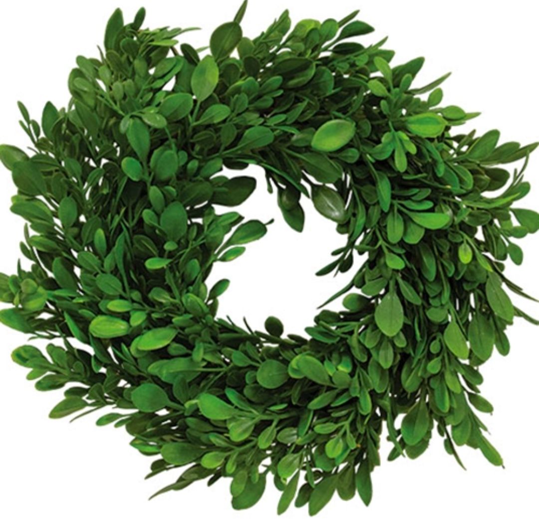 4" Evergreen Boxwood Candle Ring Wreath