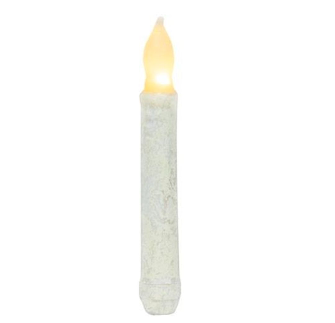 6" Rustic White Timer Taper Candle