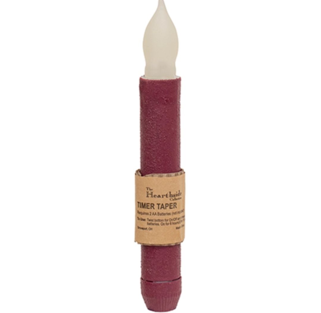 6" Burgundy Textured LED Taper Candle