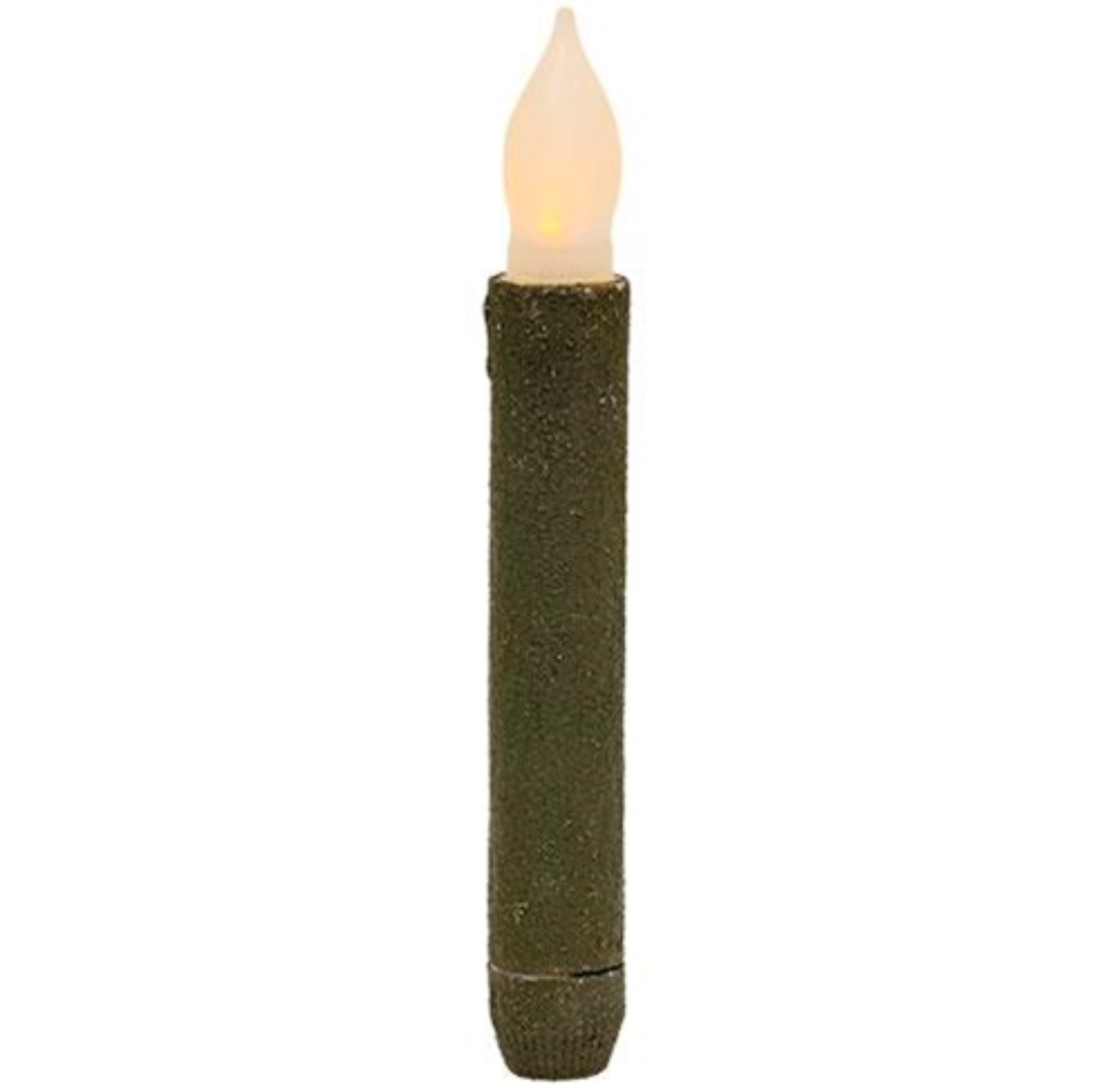 6" Green Textured LED Taper Candle