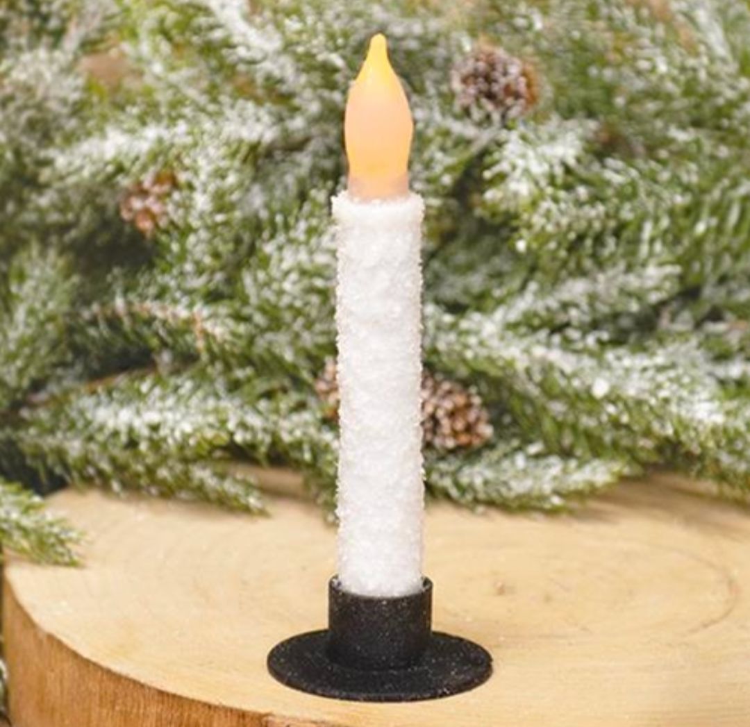 6" White Frosty Timer Taper Candle
