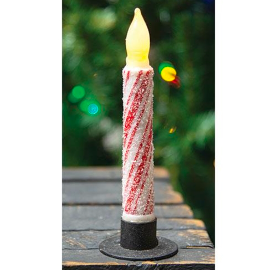 6" Glittered Candy Cane LED Taper Candle