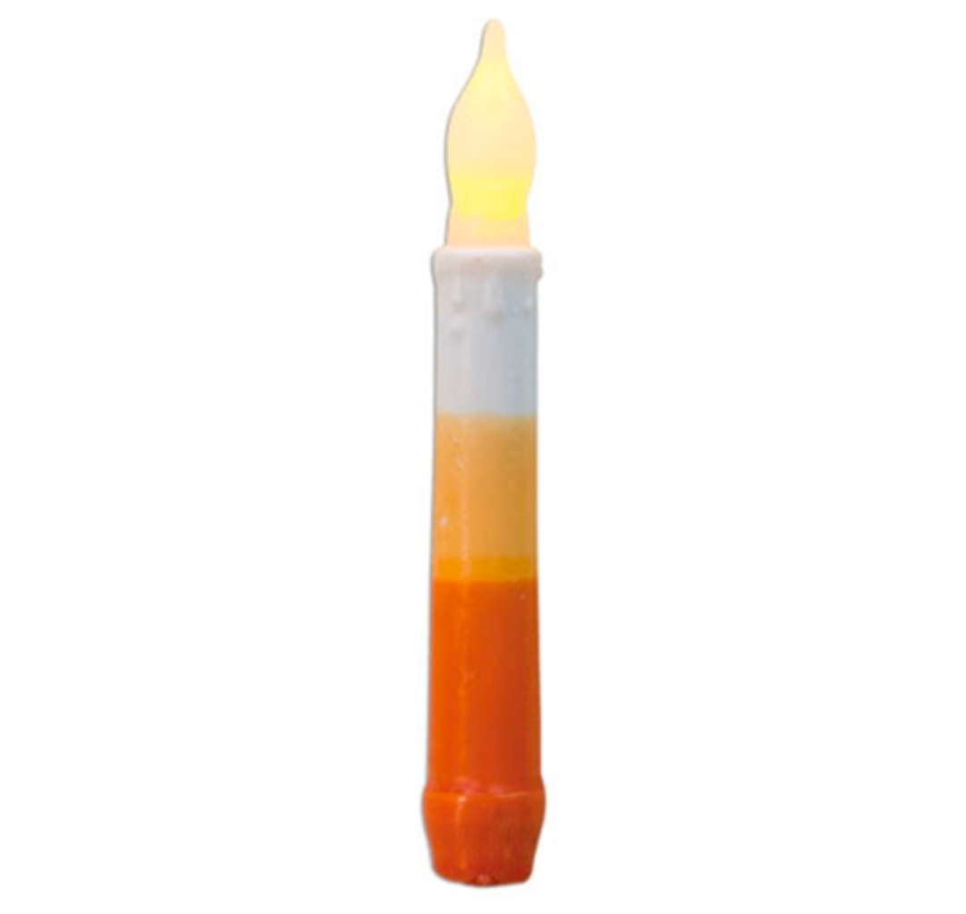 6" Candy Corn LED Taper Candle