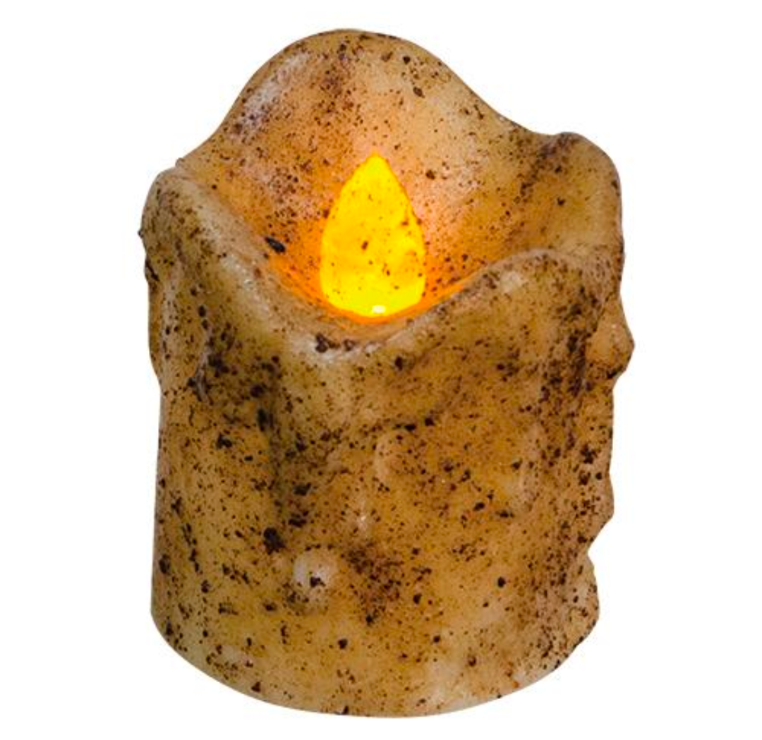 3" Burnt Ivory Mini Dripped Pillar Candle