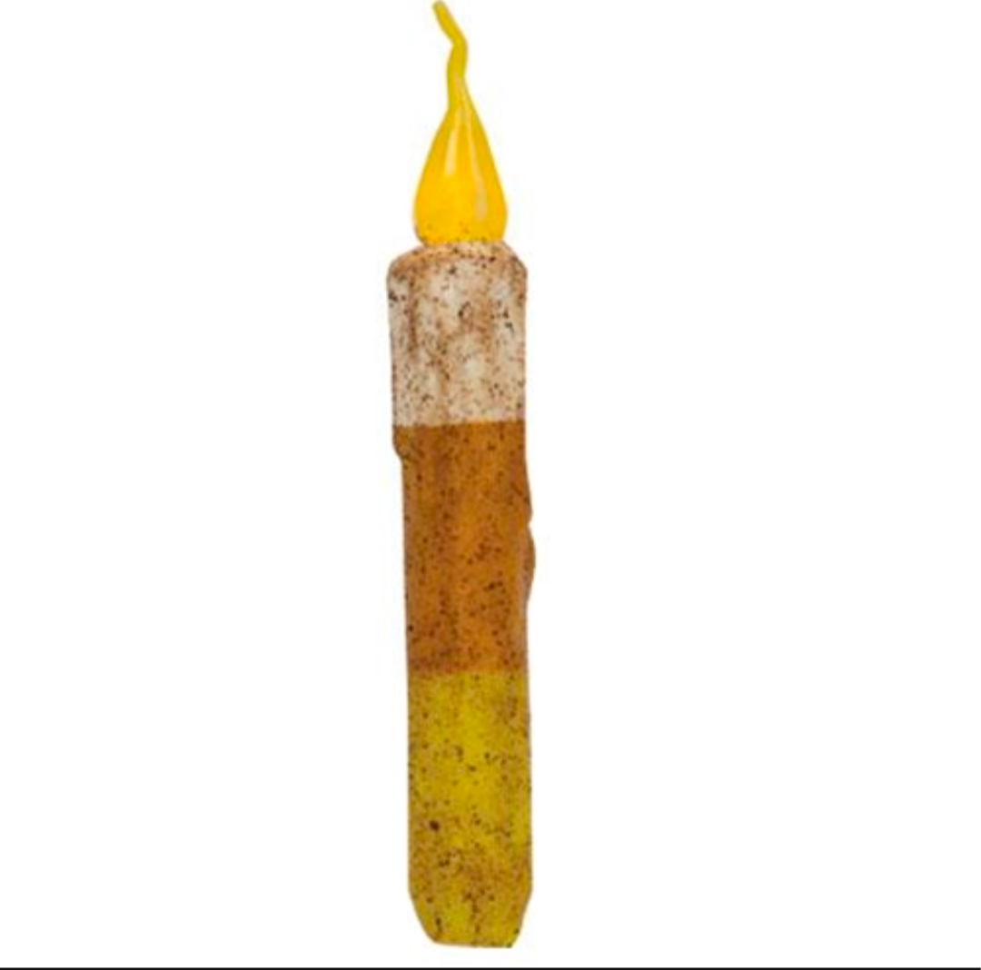6" Twisting Candy Corn Timer Taper Candle