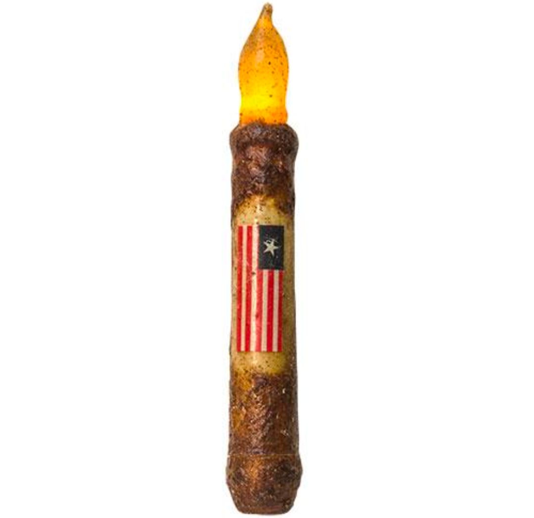6" Burnt Mustard Flag Timer Taper Candle