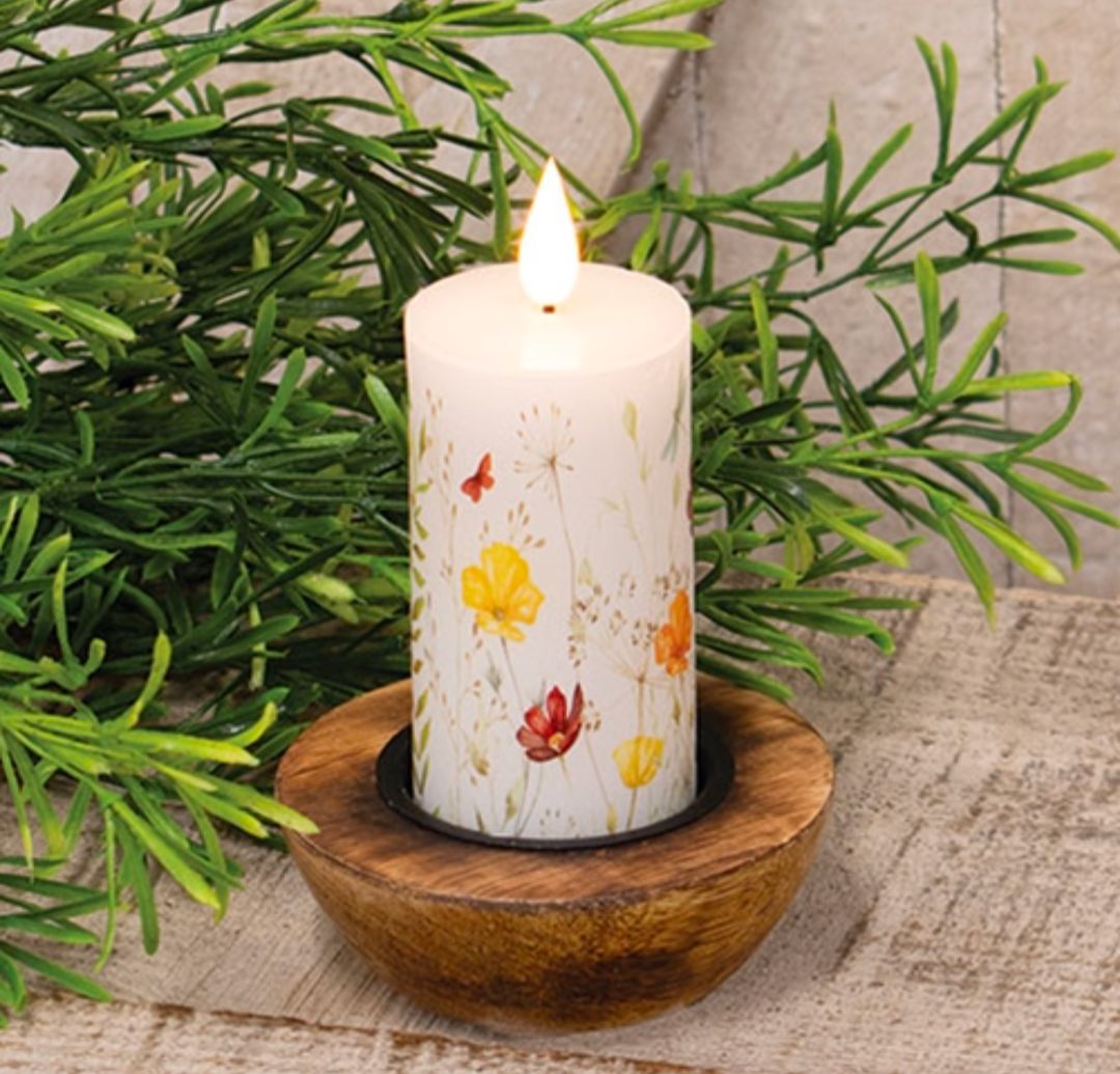 4" Wildflowers LED Timer Votive Candle