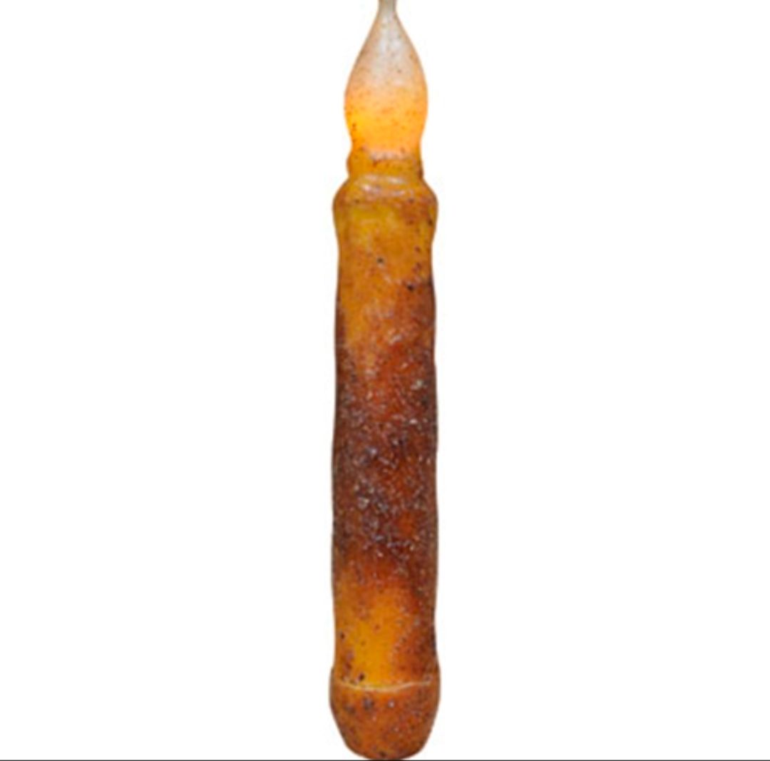 6" Burnt Mustard LED Taper Candle