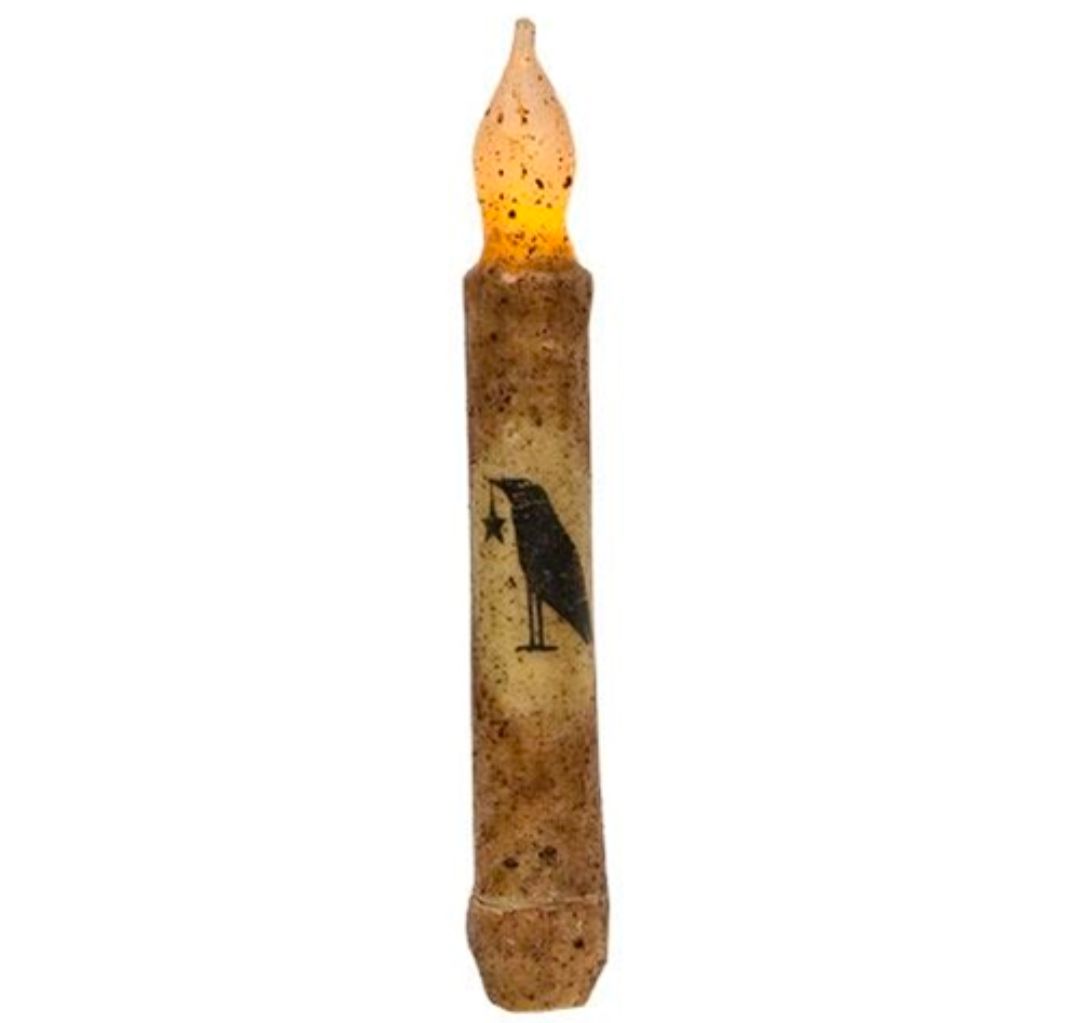 6" Burnt Mustard Crow Timer Taper Candle