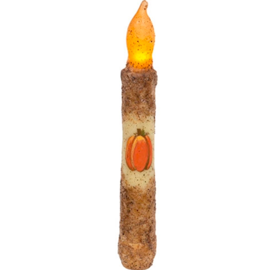 6" Burnt Ivory Pumpkin Timer Taper Candle
