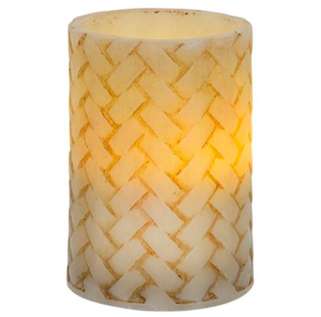 4" Basketweave Pillar Candle