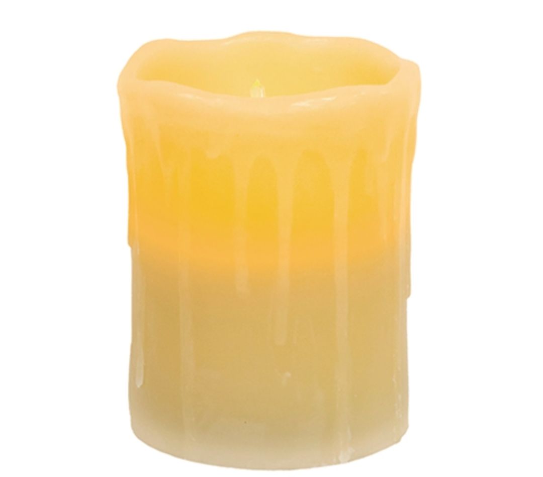 4" Ivory Drip Timer Pillar Candle