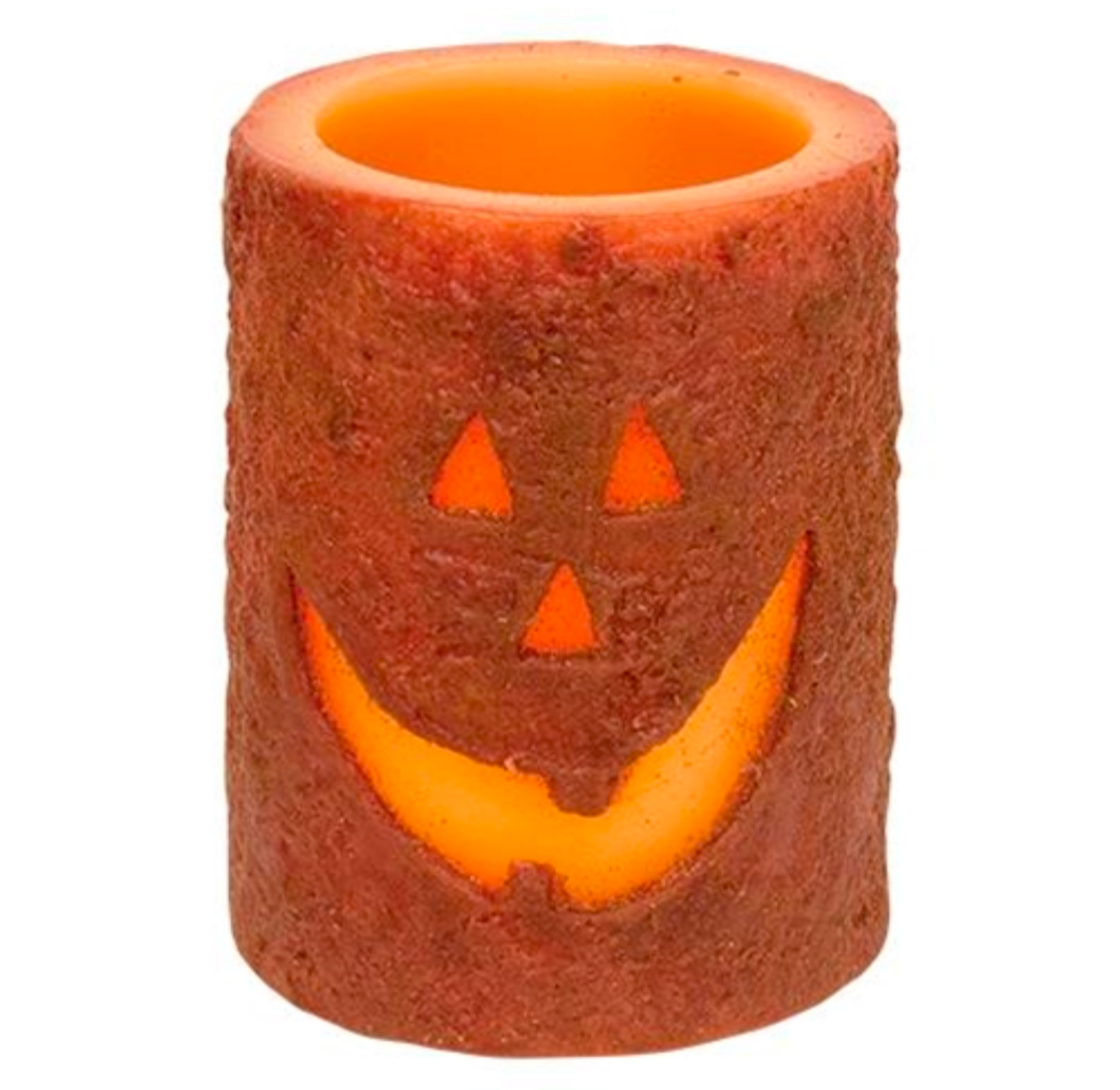 4" Jack-O'-Lantern Timer Pillar Candle