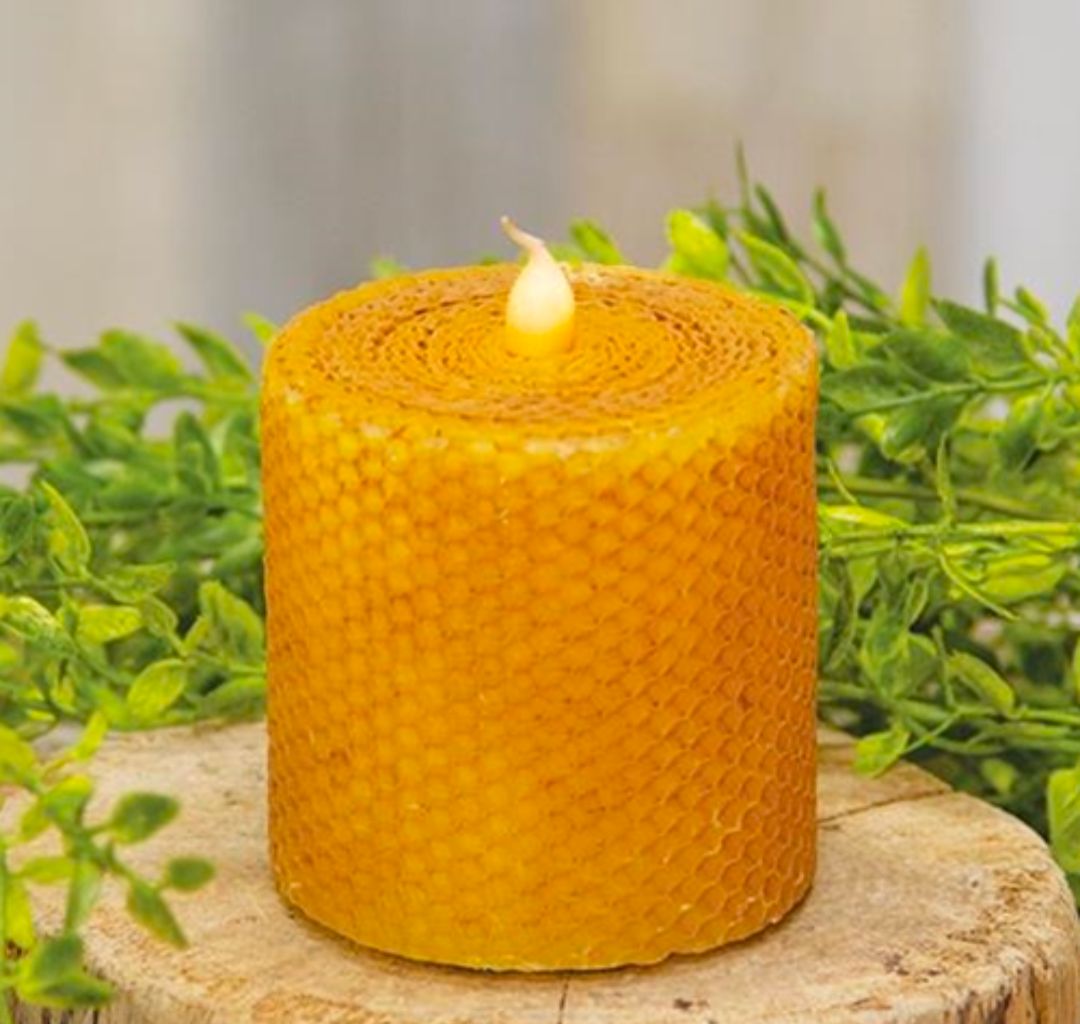 3" Wrapped Honeycomb LED Pillar Candle