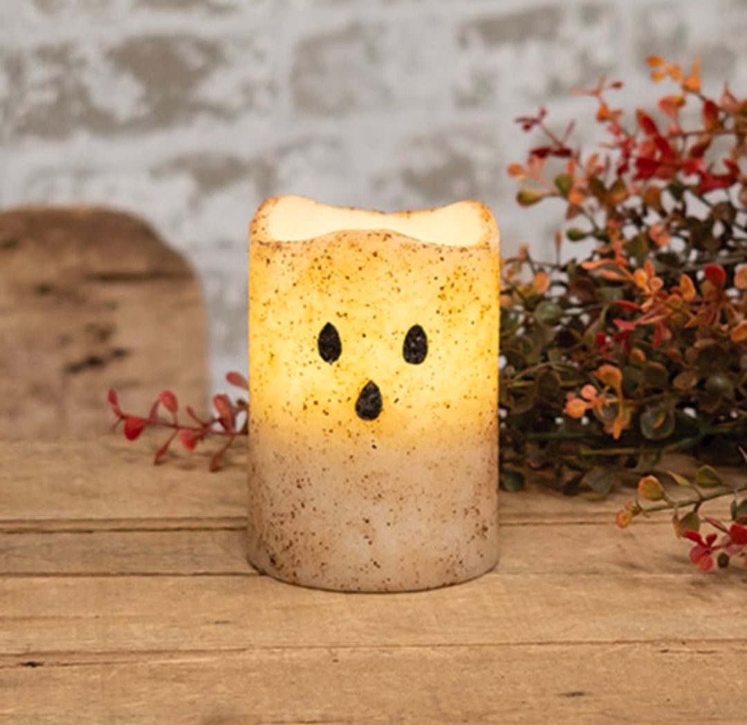 5" Grungy Ghost Timer Pillar Candle