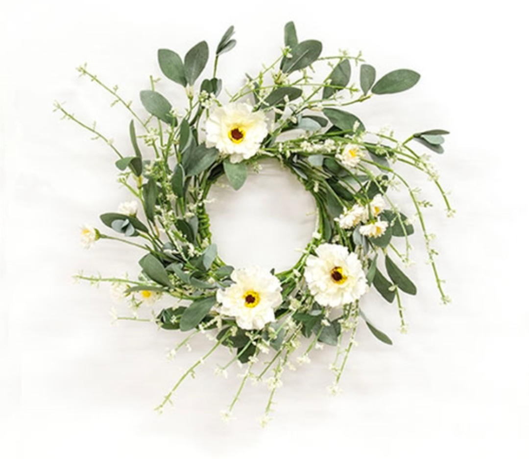 4-1/2" Cream Blossoms &amp; Lace Candle Ring