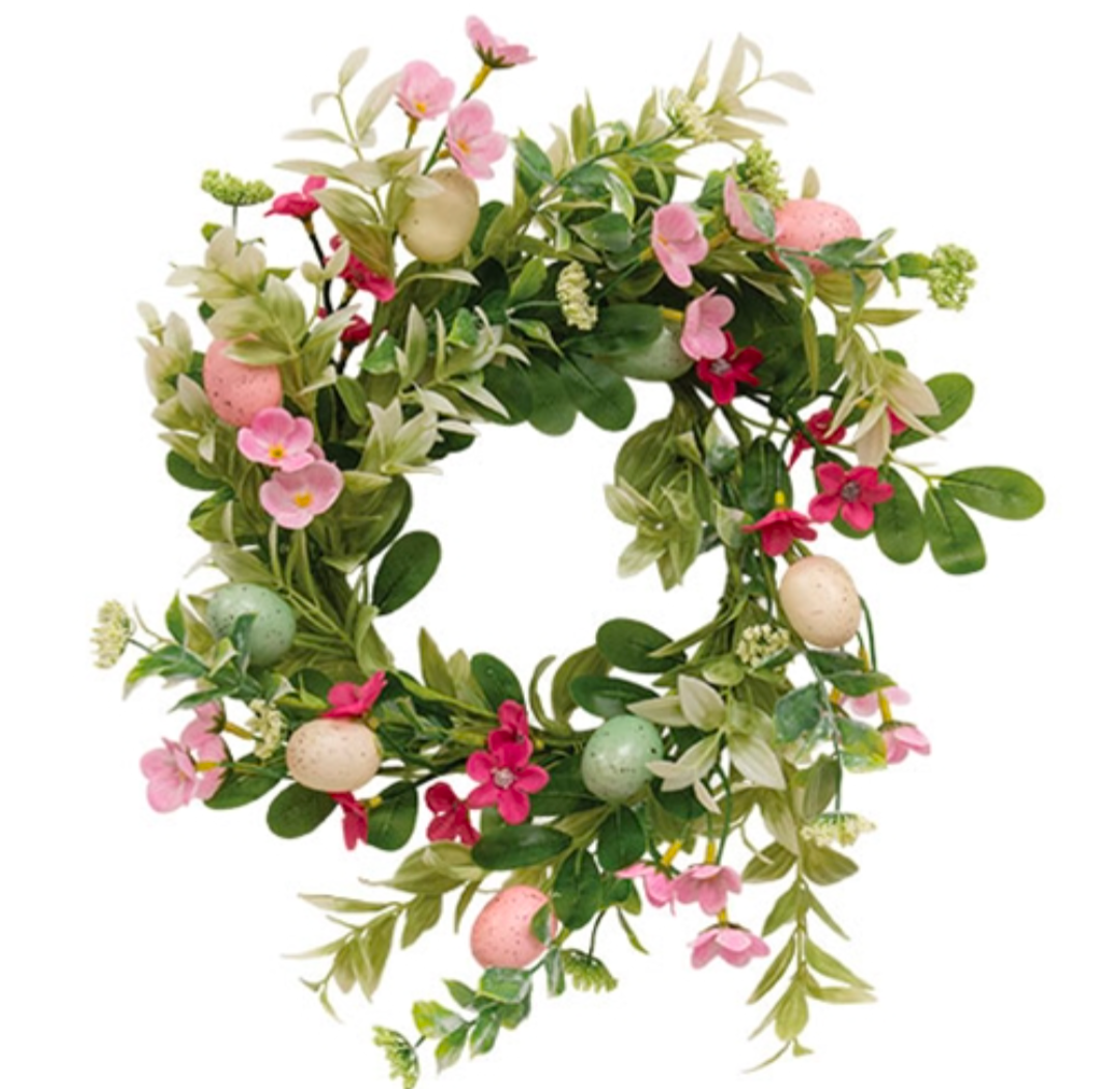 6-1/2" New Growth Blooms &amp; Eggs Candle Ring Wreath Decor 