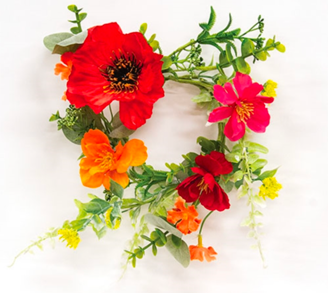 3-1/2" Sunset Poppy &amp; Blooms Candle Ring