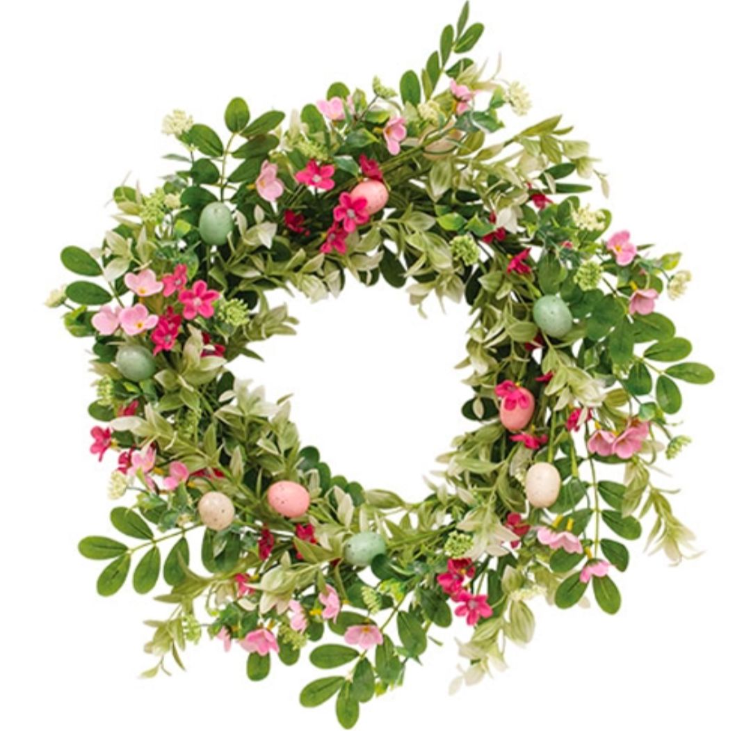 18" New Growth Blooms &amp; Eggs Easter Wreath