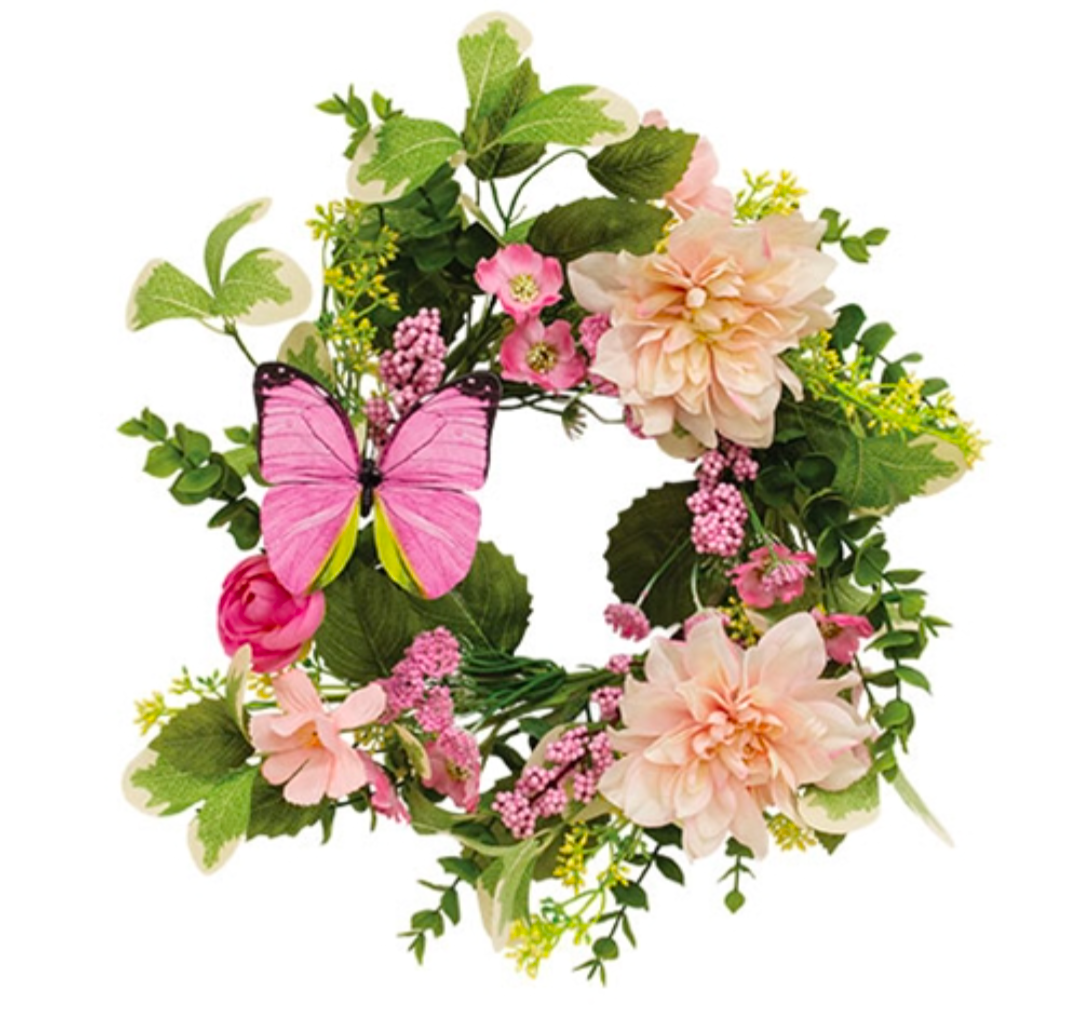 6-1/2" Blushing Butterfly Garden Candle Ring