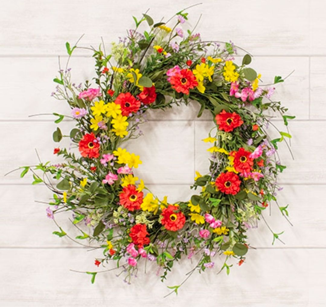 22" Sun Dazzled Blooms Wreath