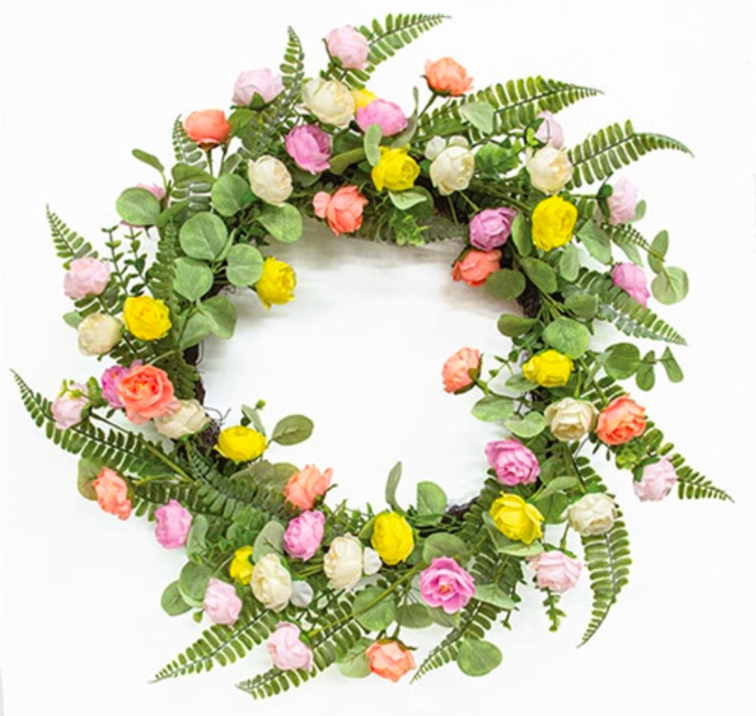 22" Springwild Rose Wreath