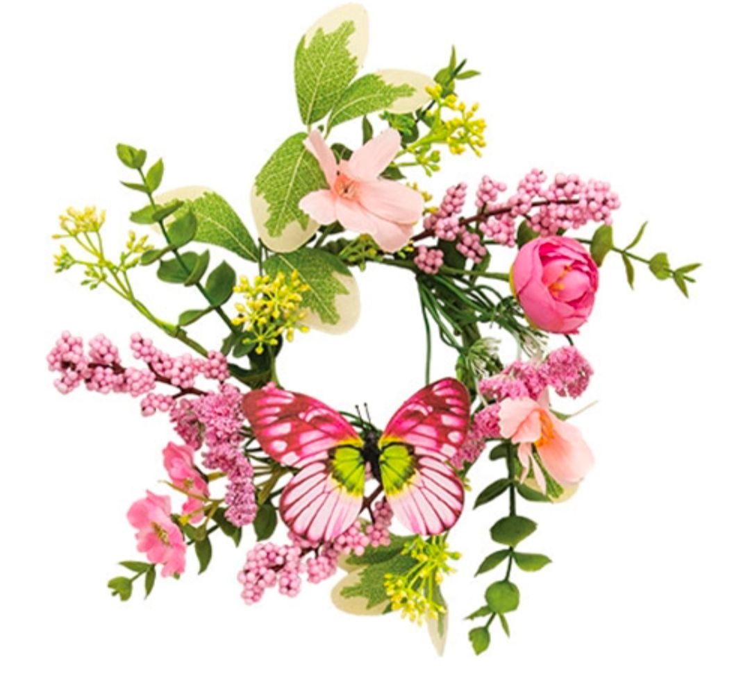 3" Blushing Butterfly Garden Candle Ring