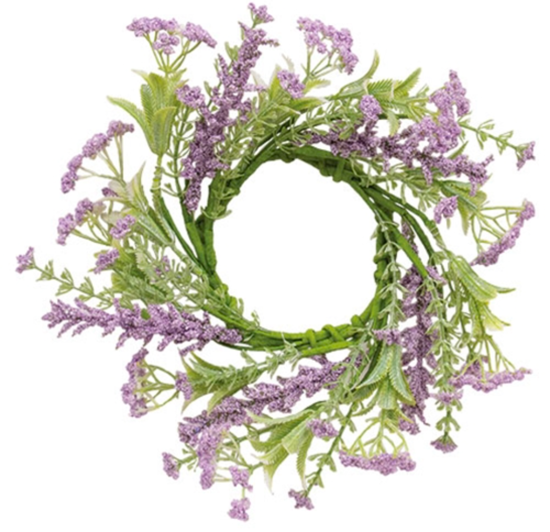 3-1/2" Delicate Lilac Astilbe &amp; Lace Candle Ring