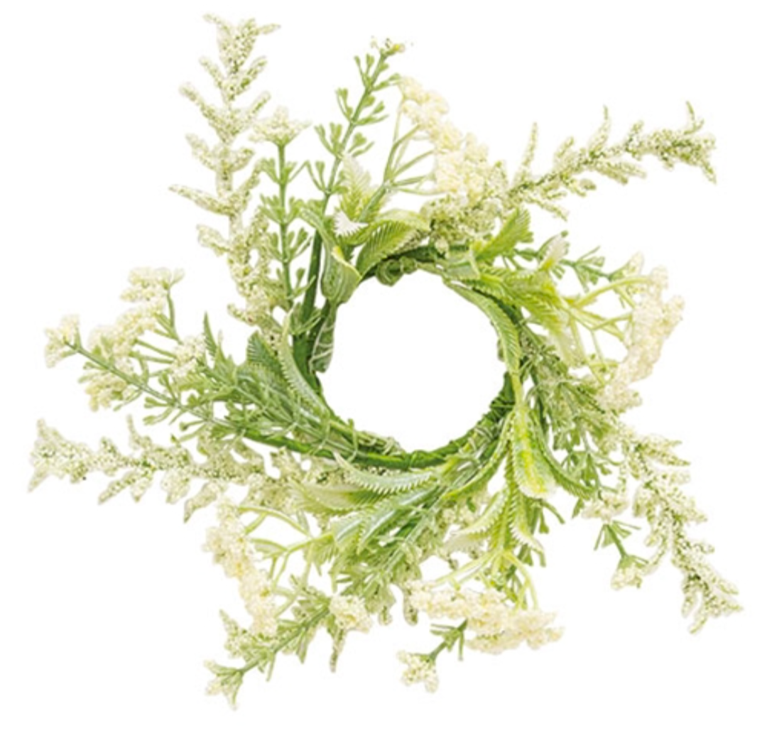 2" Delicate Cream Astilbe &amp; Lace Candle Ring