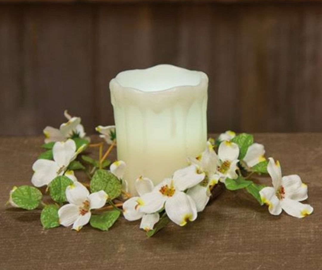 3-1/2" Cream English Dogwood Candle Ring