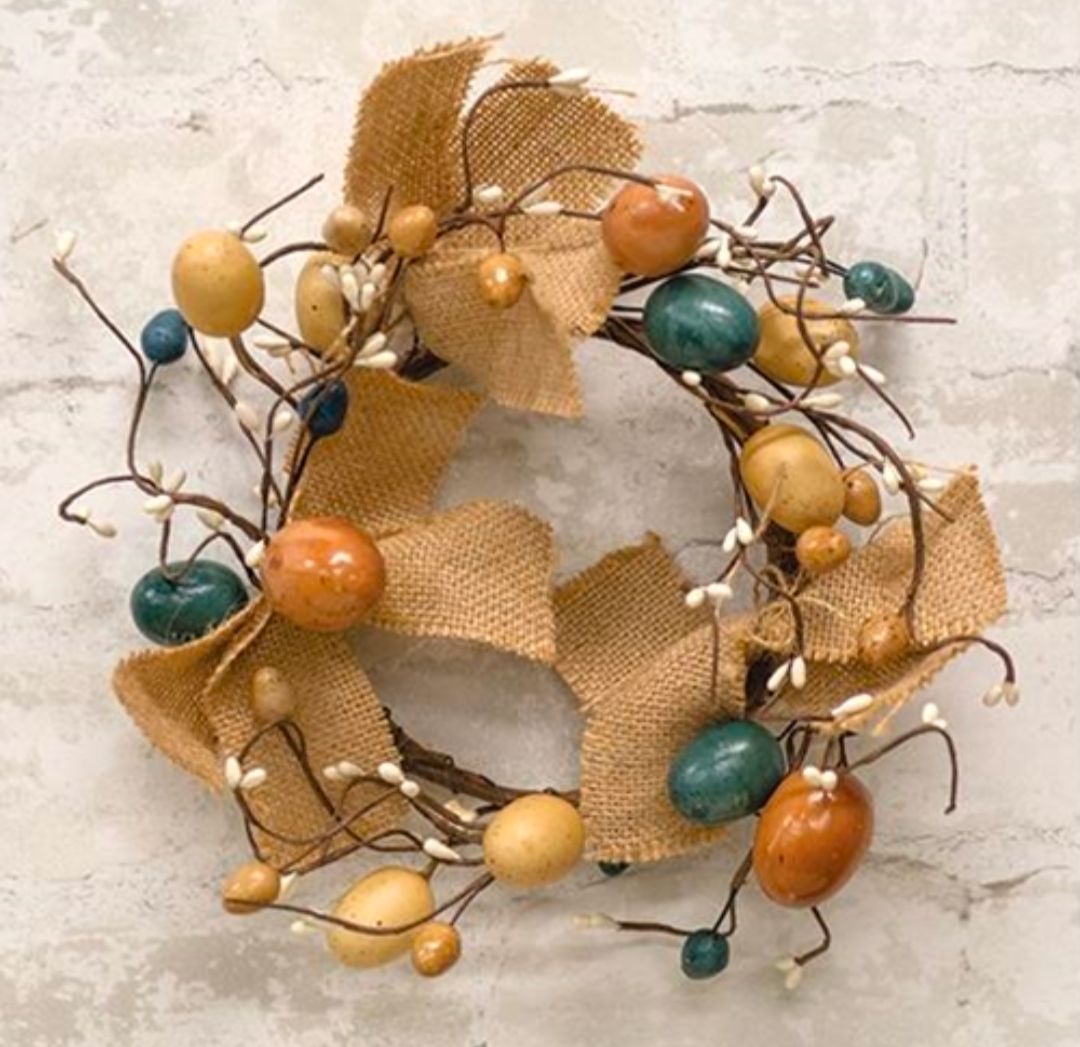 3-1/2" Egg, Pip &amp; Burlap Candle Ring
