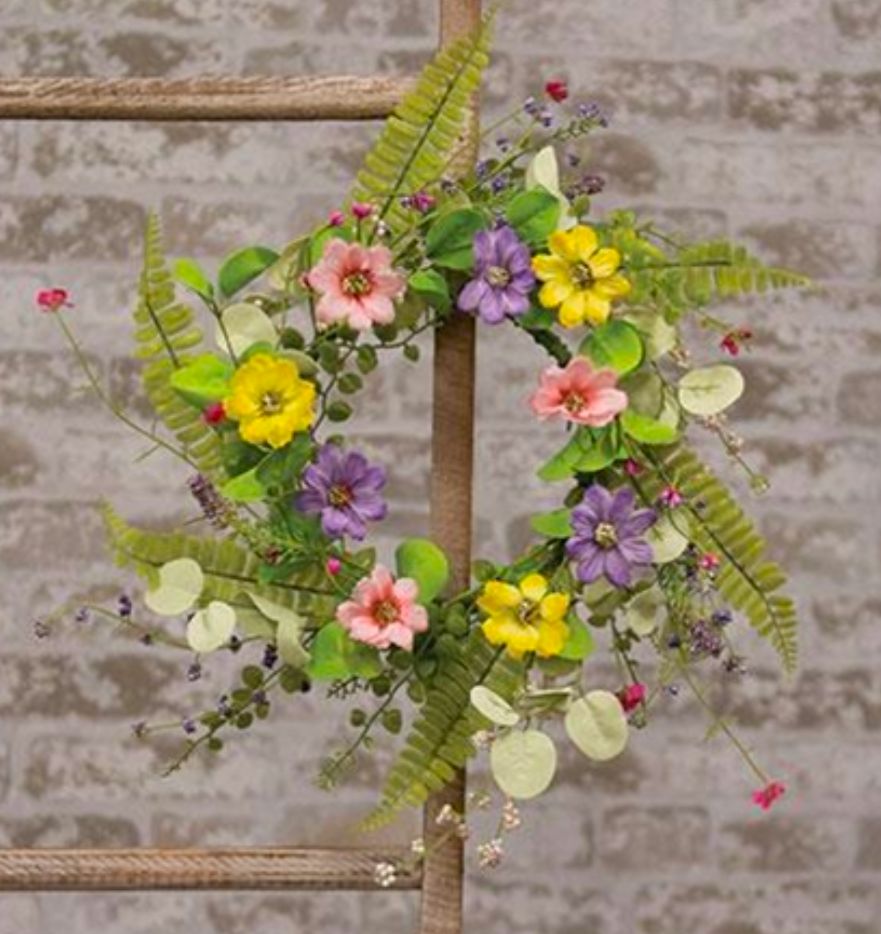 6-1/2" Spring Mix Blossoms Candle Ring Wreath Decor