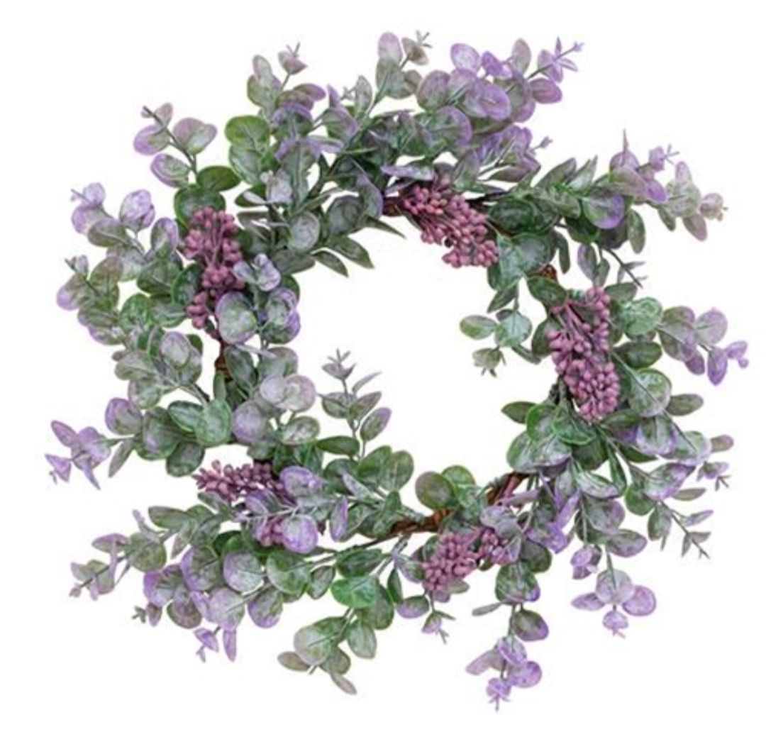 6-1/2" Lavender Eucalyptus with Seeds Candle Ring Wreath