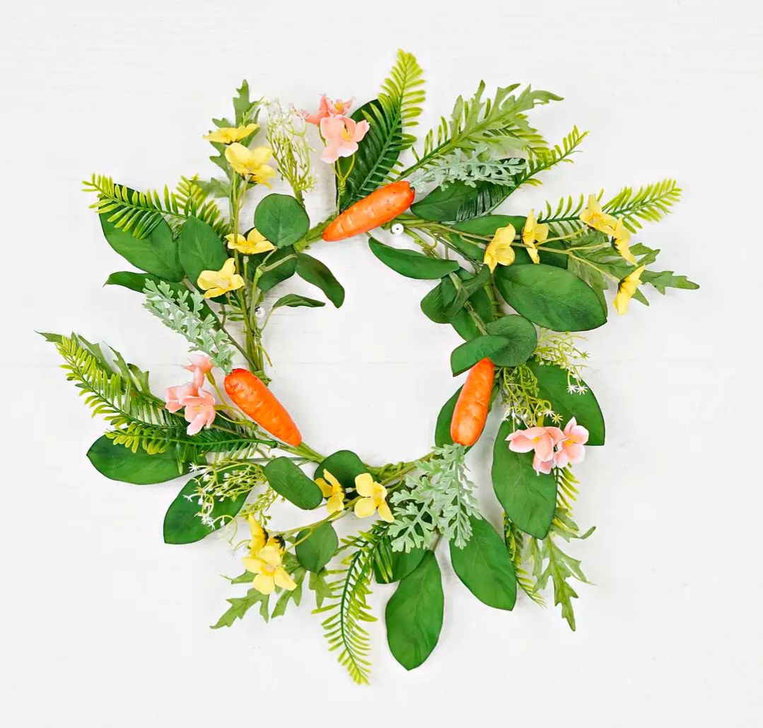 6-1/2" Spring Carrot Garden Candle Ring Wreath 