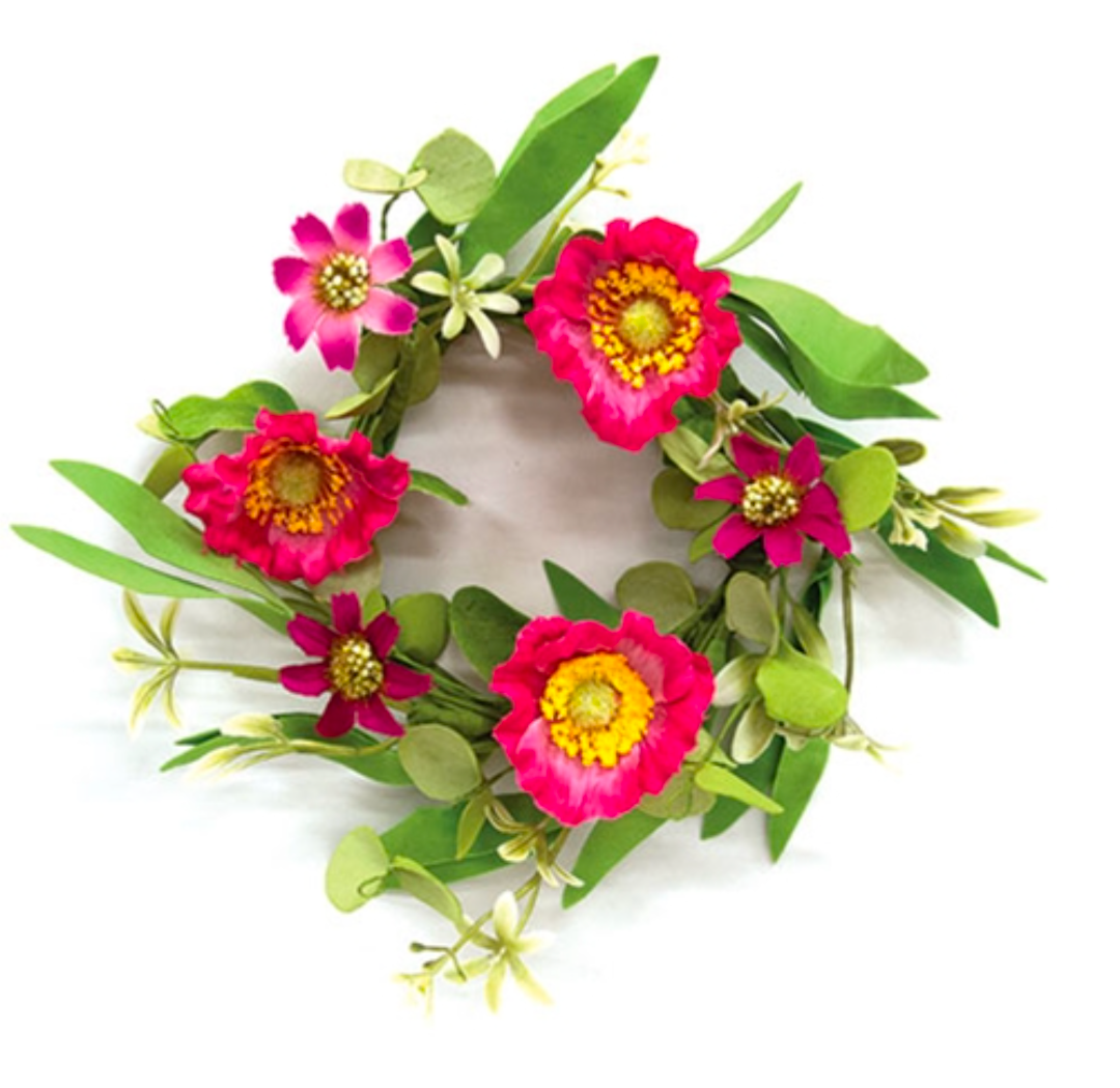 3-1/2" Sunset Poppy &amp; Wildflower Candle Ring