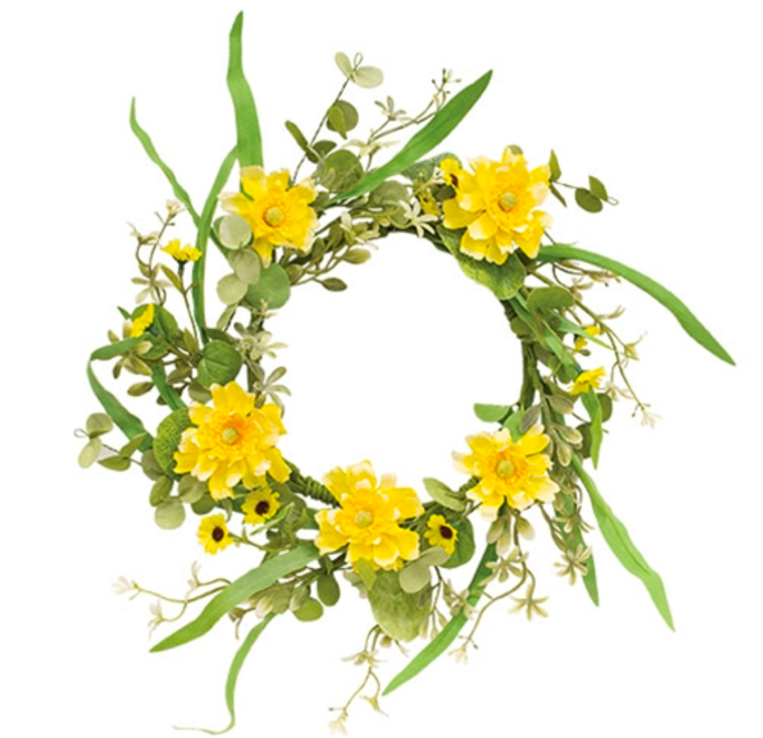 6-1/2" Sunny Chrysanthemum &amp; Daisy Candle Ring