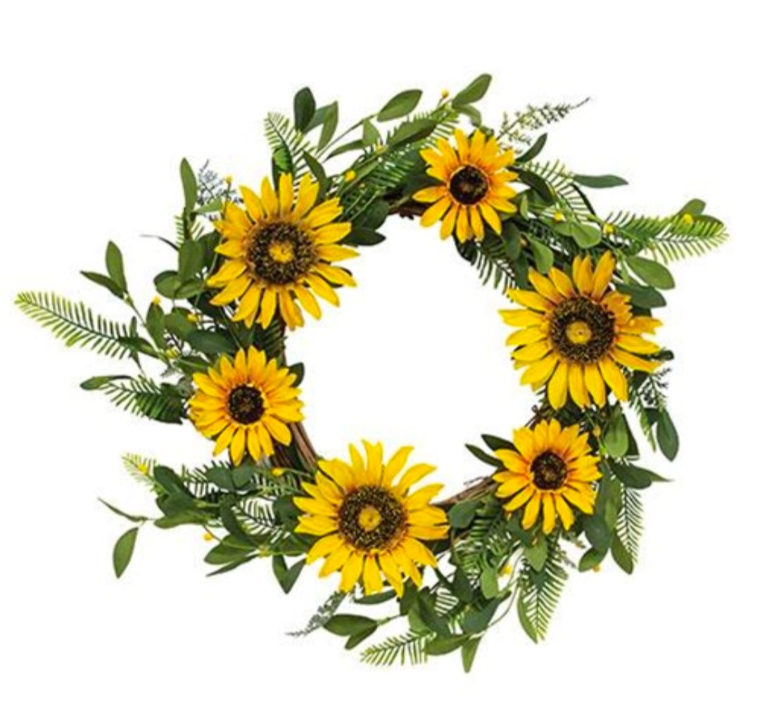 20" Black-Eyed Susan, Pip, &amp; Greens Twig Wreath