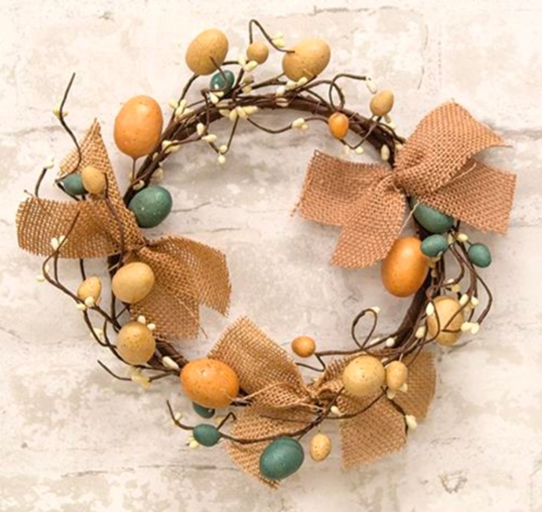 6-1/2" Egg, Pip &amp; Burlap Candle Ring