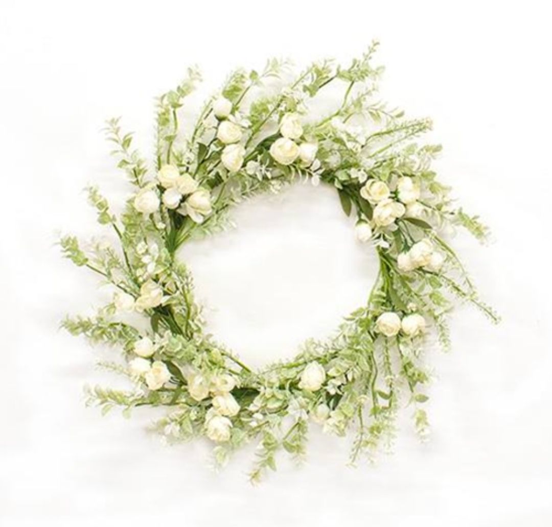 18" Bridal Rose Blossom Wreath