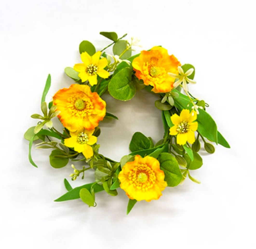 3-1/2" Yellow Poppy &amp; Wildflower Candle Ring