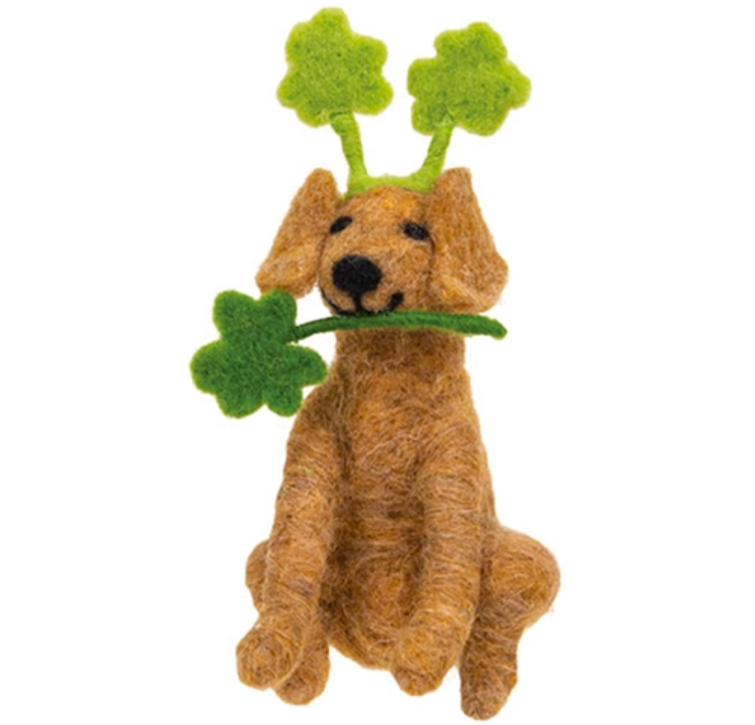 Lucky Dog Felted Ornament