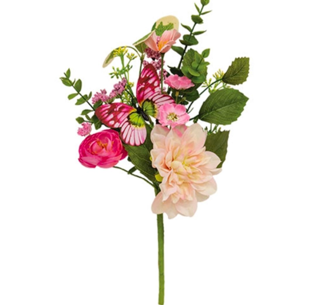 Blushing Butterfly Garden Floral Pick